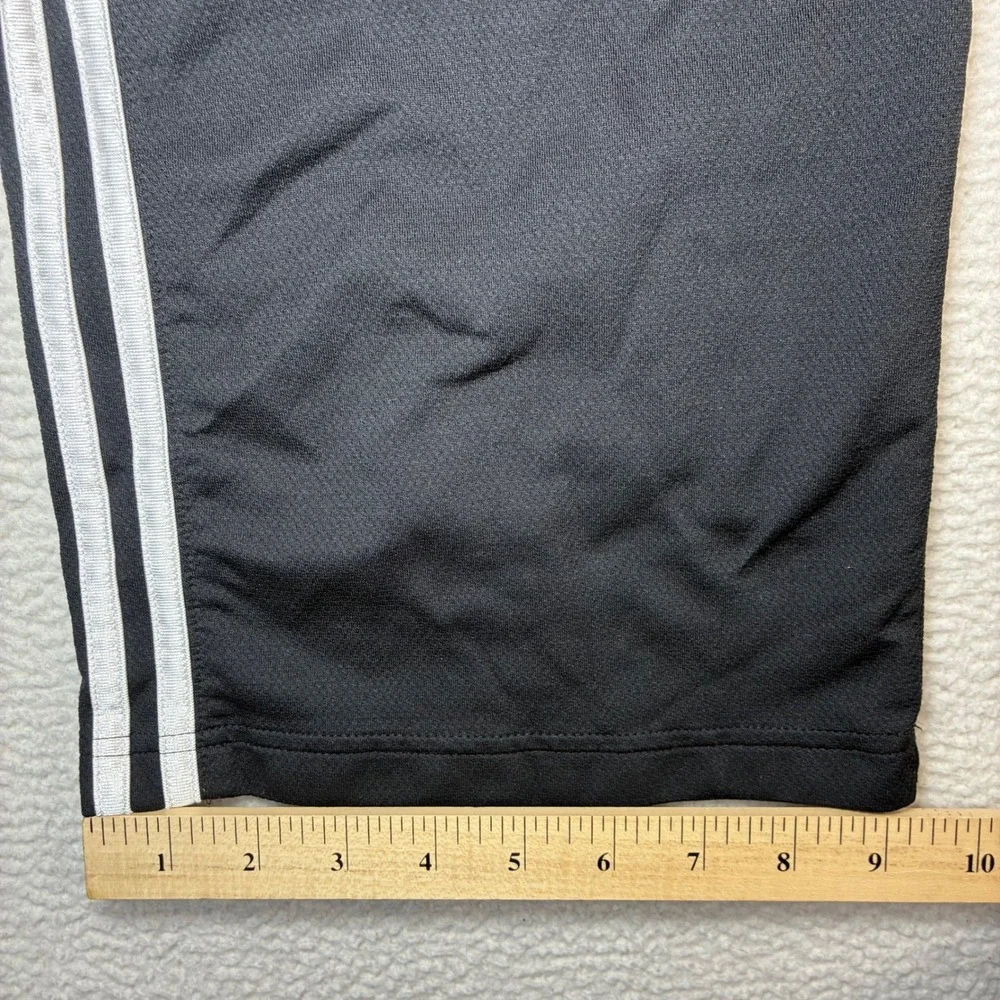 Y2K Adidas Baggy Track Pants Men L Black Red Silky Sweatpants Drawstring Vintage
